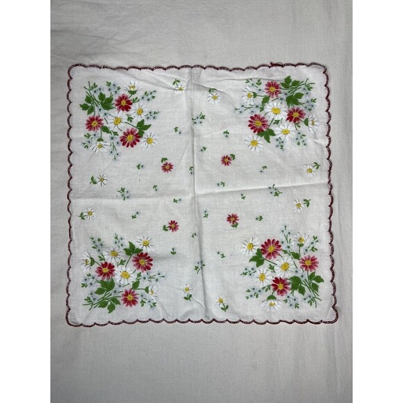 1 Vintage Cocktail Napkin Handkerchief Hankie Square 10.5" x 11" Floral‎ - Picture 5 of 5